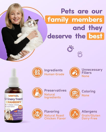 Cat & Dog Urinary Tract Infection Treatment - Cat UTI Treatment - Dog UTI Treatment - for Kidney, Bladder, Urinary Tract - Cranberry Supplement for Dogs Cats with Marshmallow Root, Dandelion, Parsley