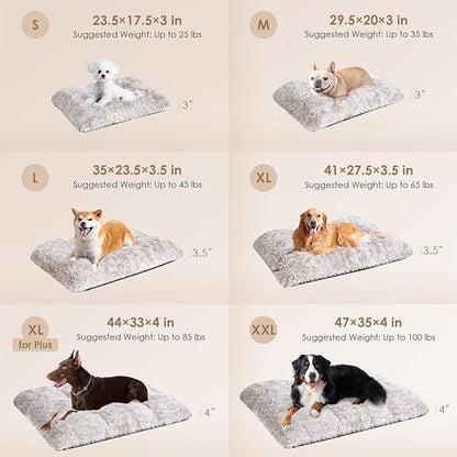 EHEYCIGA Fluffy Dog Crate Bed for Small Dogs, Plush Faux Fur Crate Pad, Calming Anti Anxiety Small Dog Bed, Washable Soft Warm Mat with Non-Slip Bottom, Brown