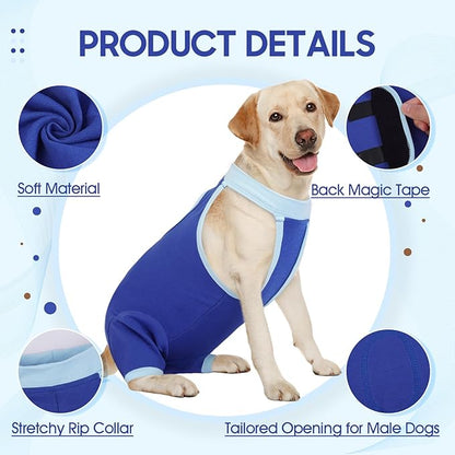 IDOMIK Recovery Suit for Dogs Hind Legs|Dog Surgery Suit for Female Spay Male Neuter,Dog Leg Sleeve to Stop Licking Rear Legs,Long Sleeves Wound Cover Onesie Shirt for Dogs,Cone Collar Alternative