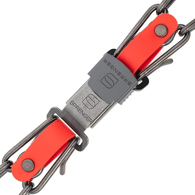 Herm Sprenger Black Stainless Steel Dog Collar with Quick Release ClicLock Buckle O-Ring Biothane Insert Training Collar Made in Germany (Cherry Red, 25in x 4.0mm(Neck Size up to21-22in))