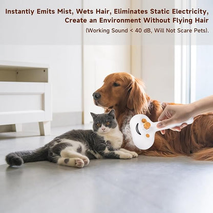 Pet Steam Brush for Dog & Cat – 3-in-1 Spray Hair Removal Comb for Shedding & Grooming, Softens Fur & Reduces Static – Water Brush for Long & Short Coats, Bath-Hating Pets, Includes Waterless Shampoo