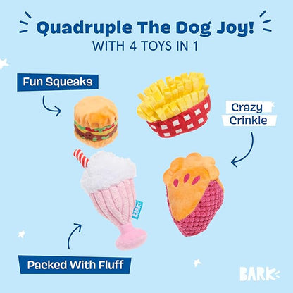 Barkbox Dine & Dash Dog Toy Bundle – Squeaky Dog Toys – Plush Dog Toys – Puppy and Pet Toys for Small Dogs