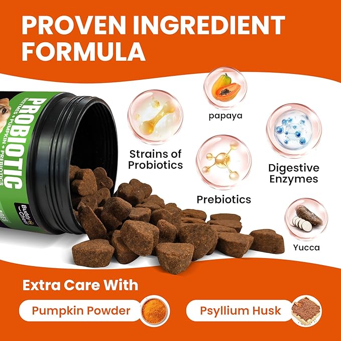 Probiotics for Dogs - Dog Probiotics with 5 Enzymes & 4 Prebiotics for Itchy Skin, Pet Probiotics lab for Digestion & Gut Support, Helps Diarrhea, Yeast Infection, Allergies & Immune System -180 Chews