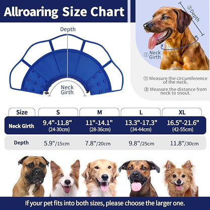 Allroaring Dog Cone Collar, Soft Dog Cones for Medium Dogs After Surgery, Adjustable Pet Cone for Dogs to Stop Licking, Breathable Doggie Elizabethan Collar for Wound Care Spay Neuter, Blue M