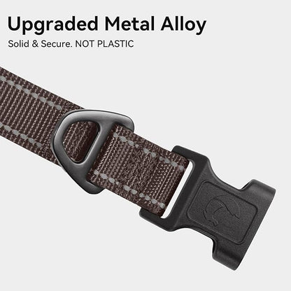 Joytale Reflective Dog Collar, Soft Neoprene Padded, Metal D-Ring, Nylon Pet Collar Adjustable for Extra Large Dogs, Brown, XLarge