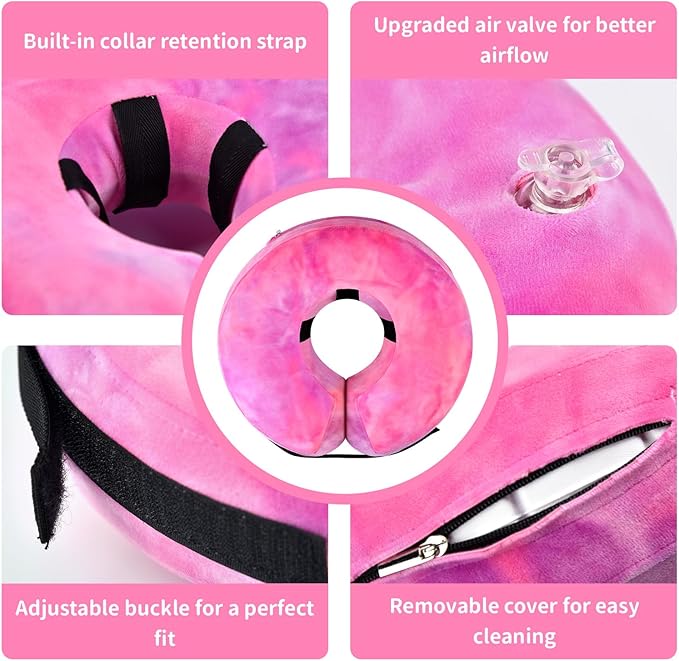 Inflatable Dog Recovery Collar, Dog Cone Collar for After Surgery, Prevent Dogs from Biting & Scratching Wound E-Collars to Help with Healing Soft Pet Recovery Collar Does
