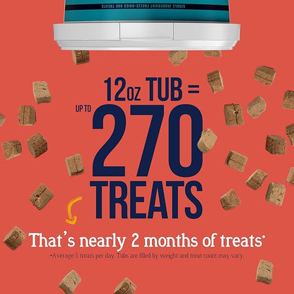 Stewart 100% Beef Liver Dog Treats, 12 oz Tub, ~270 Pieces, Freeze Dried Raw, Single Ingredient, 50% Protein Training Treats or Meal Topper, Grain Free, Gluten Free