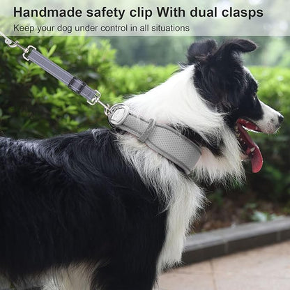 ElevateTech 2Pcs Dog Collar Safety Clip, Adjustable Double Ended Backup Clasp Leash Connector Gentle Leader Suitable Dog Harness Small Dogs Collar Walking Running Training Travel (Black Gray)