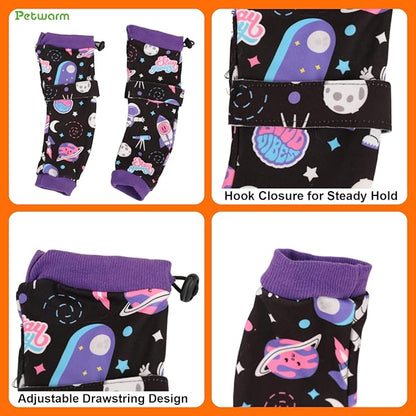 PetWarm Dog Recovery Sleeve 4pcs Set, Dog Leg Sleeve, Ideal for Comfort and Support During Pet Recovery, Suitable for Active or Support Recoverying Pet Use, Purple, L