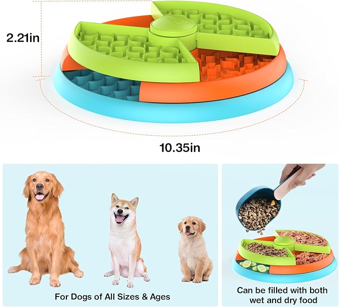 Slow Feeder Dog Bowl 3 Levels, Reduces Boredom and Anxiety, Non-Slip Interactive Puzzle Feeder, Suitable for Small/Medium/Larger Dogs