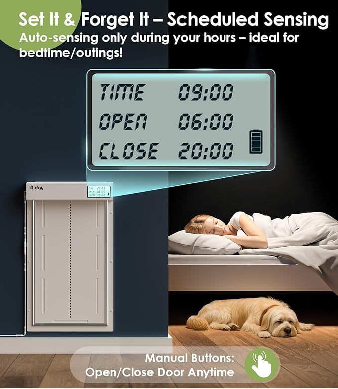 Automatic Dog Door for Wall with Collar Sensors, XLarge Smart Pet Door for Wall, Custom Scheduling & Anti-Pinch, Fits Extra Large Dogs up to 200 lbs(X-Large)