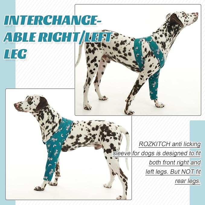 ROZKITCH Dog Leg Protector for Front Right Left Leg, Pet Prevent Licking Wound Elbow Knee Protector, Dog Recovery Suit Cone Collar Alternative for Sprain ACL CCL Arthritis Joint Care Zebra XXS