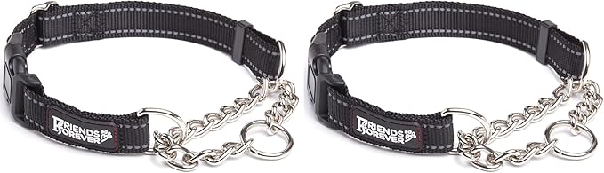 Friends Forever Martingale Dog Collars for Large Dogs - Reflective No Pull Dog Collar for Training Large/Medium Breed Dogs, Large (Pack of 2)