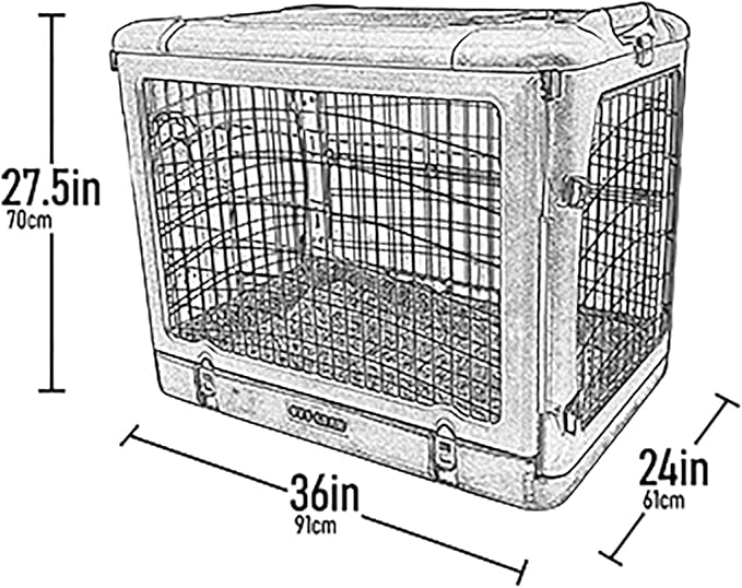 Pet Gear “The Other Door” 4 Door Steel Crate for Dogs/Cats with Garage-Style Door, Includes Plush Bed + Travel Bag, No Tools Required, Willow, 36 Inch