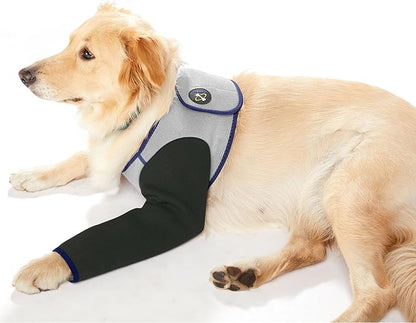 Coodeo Dog Recovery Suit, Cone Collar Alternative, Abrasion Resistant Dog Recovery Sleeve, Washable 2.5mm Thick and Waterproof, Pet Wounds Prevent Licking, Bite, Keep Dry（Grey，S
