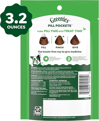 Greenies Pill Pockets for Dogs Small Size, Tablet Pill Treats for Dogs, Hickory Smoke Flavor, 3.2 oz. Pouch