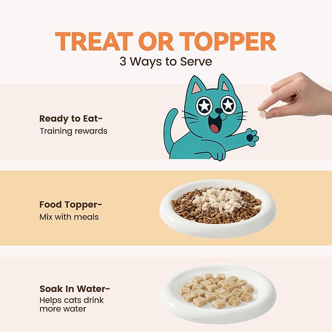 Freeze Dried Chicken Cat Treats, Single Ingredient Healthy Cat Snacks & Food Topper for Picky Cats, High Protein for Cats & Dogs, 9 oz