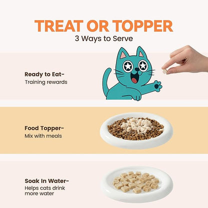 Freeze Dried Chicken Cat Treats, Single Ingredient Healthy Cat Snacks & Food Topper for Picky Cats, High Protein for Cats & Dogs, 9 oz