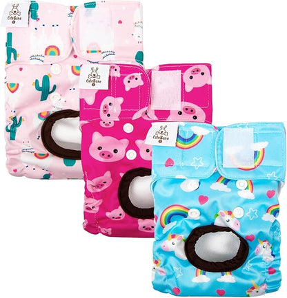 CuteBone Dog Diapers Female Washable Small Medium Large 3 Pack Reusable Doggie Diapers Puppy Period Pants for Doggy Heat Cycle Peeing D31L