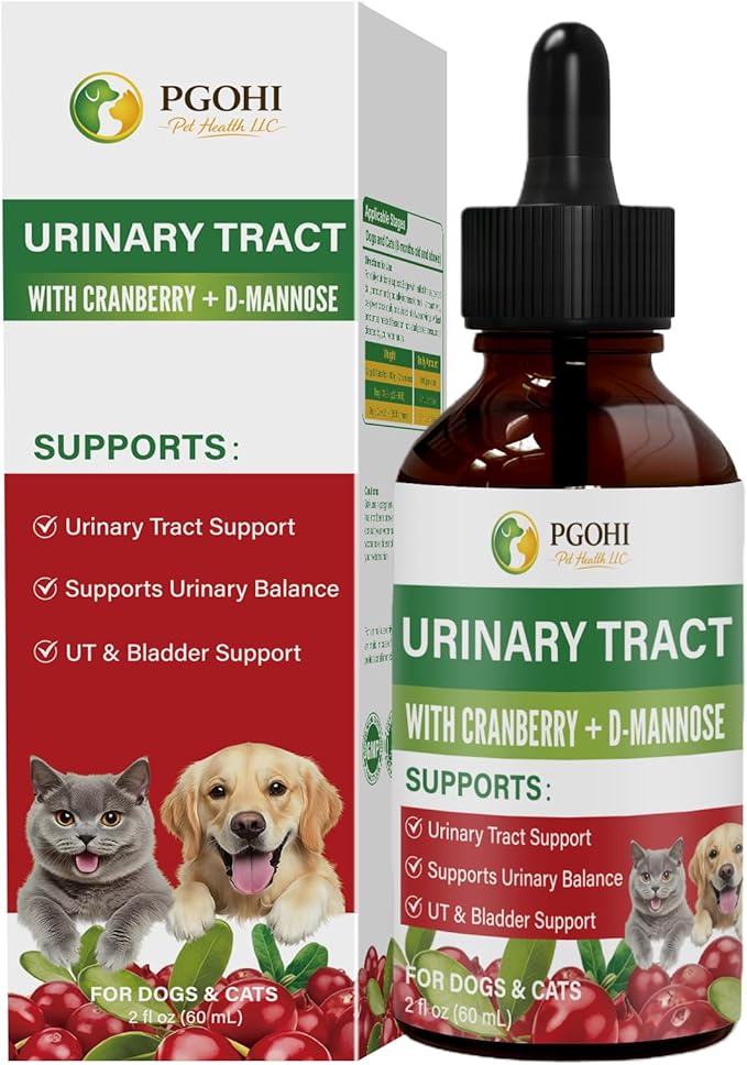 Herbal Urinary Tract Drops for Pets - 60ml Urinary Tract Support with Glucosamine & Natural Herbs, UTI Relief & Bladder Health Supplement for Dogs & Cats, Easy-to-Use Liquid Drops (2Oz)