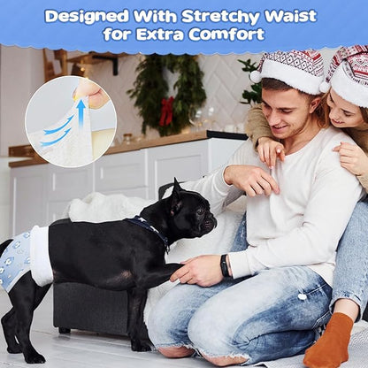 Ambreview Dog Diapers Female, Disposable Pulled Up Dog Diaper with Stretchy Waist, Super Absorbent 360° Leak-Proof Doggie Diapers for Female Puppy Dogs in Heat/Urinary Incontinence (100L)