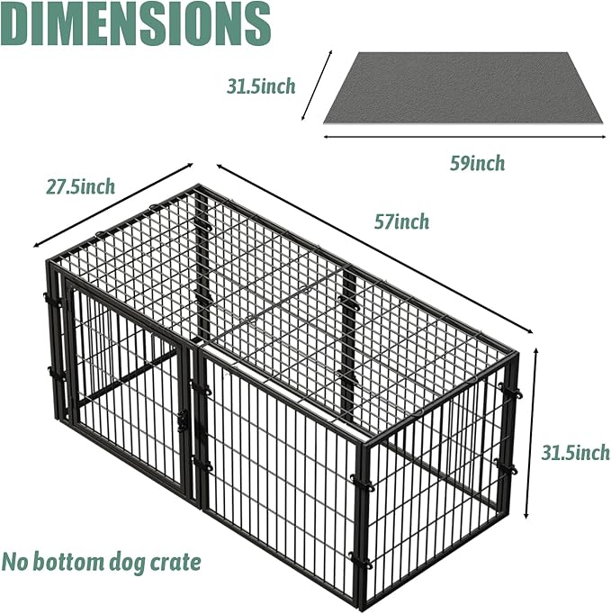 XPIY Large Dog Crate – 59 Inch Metal Kennel for Medium and Small Dogs, Safe Indoor & Outdoor XL Big Puppy Cage, Pet Playpen Yard, Dog Fence Playpen Easy Assembly (Black, 59 Inch)