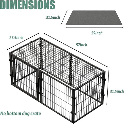 XPIY Large Dog Crate – 59 Inch Metal Kennel for Medium and Small Dogs, Safe Indoor & Outdoor XL Big Puppy Cage, Pet Playpen Yard, Dog Fence Playpen Easy Assembly (Black, 59 Inch)