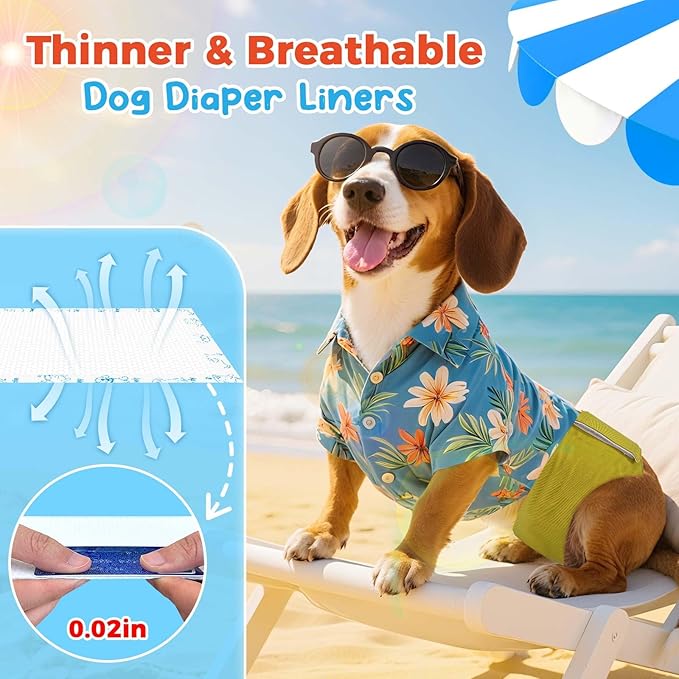 Dog Diaper Liners 150ct, Upgraded Ultra-Thin & Super Absorbent Dog Diapers Booster Pads for Male and Female Dogs, Disposable Doggy Diapers Inserts for Dog Belly Bands Wraps Period Panties (Large)