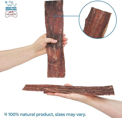 GigaBite Beef Esophagus Dog Treats - Natural Gullet Sticks for Dogs, High Protein Single Ingredient Dog Chews, Rawhide Free Dental Dog Treats for All Dog Breeds - Strips (10 inch), Pack of 10