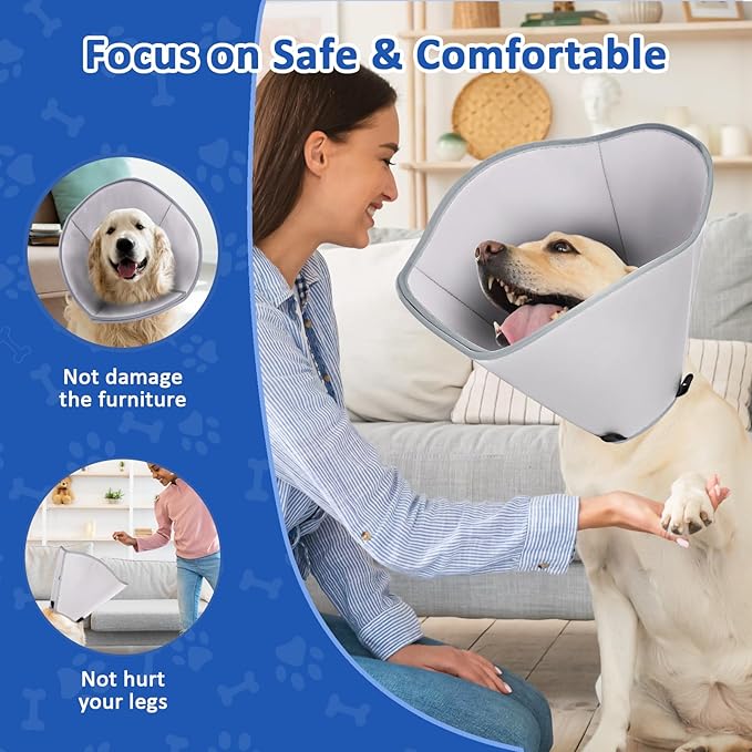 BARKLESS Dog Cone, Soft Cone for Dogs After Surgery to Stop Licking, Alternative to Recovery Collar, Adjustable Elizabethan Collar for Neutering and Wound Care