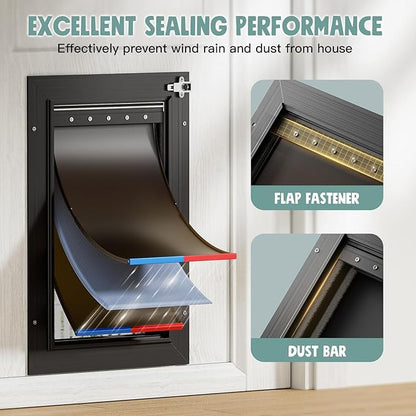 1 Pack * Aluminum Alloy Dog Door & 1 Pack * Insulated Flap