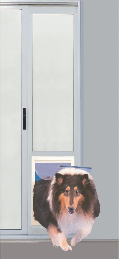 Ideal Pet Products Aluminum Pet Patio Door, Adjustable Height 77-5/8" to 80-3/8", 10-1/2" x 15" Flap Size, White