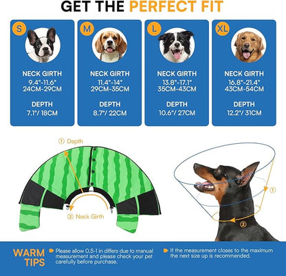 Queenmore Dog Cones for Small Dogs, Dog Cone Collar to Prevent Licking Wounds, Adjustable Comfy Cone for Dogs, Adjustable Elizabethan Collar for Pets, Watermelon S