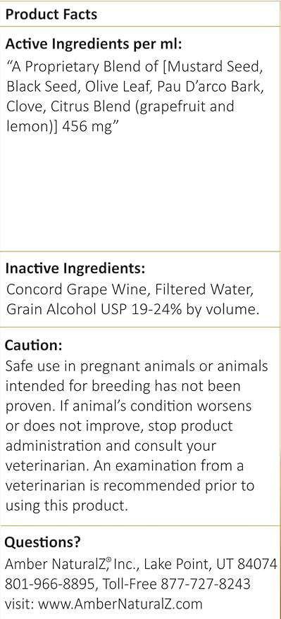 Amber NaturalZ Vibactra Immune Support Herbal Supplement for Dogs, Cats, Birds, Guinea Pigs, and Rabbits | Pet Herbal Blend for Overall Health | 4 Fluid Ounce Glass Bottle | Manufactured in The USA