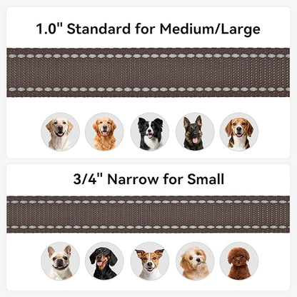 Joytale Double-Sided Reflective Dog Leash, 6 FT/5 FT/4 FT, Padded Handle Nylon Heavy Duty Leashes for Small & Medium Dogs Walking, Brown, 5FT