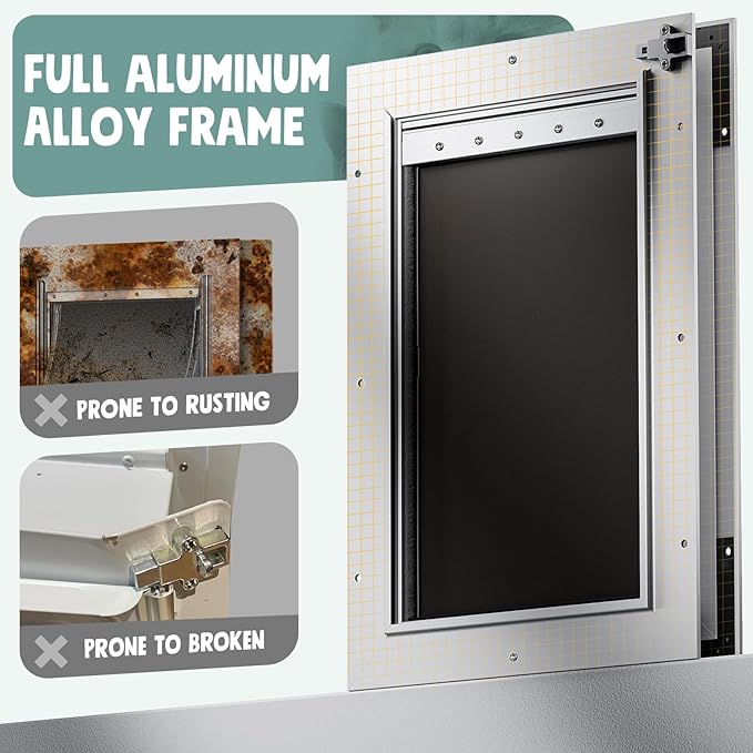 Extra Large Dog Door for Door All Aluminum 3 Flaps White, Heavy Duty XL Dog Door for Dogs, Large Pet Door, with Insulation Flap and Lockable Closing Panel, Durable Rust Resistant, for Pet Up to 220lbs