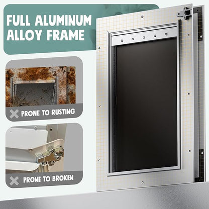 Extra Large Dog Door for Door All Aluminum 3 Flaps White, Heavy Duty XL Dog Door for Dogs, Large Pet Door, with Insulation Flap and Lockable Closing Panel, Durable Rust Resistant, for Pet Up to 220lbs