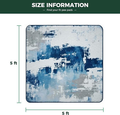 FXW Washable Pee Pads for Dogs, Leak-Proof & Non-Slip, Specifically Designed for Rollick/Homeplus 24inch 8 Panels Dog Playpen, 63" Square, Tie-Dye Blue, 1 Pack