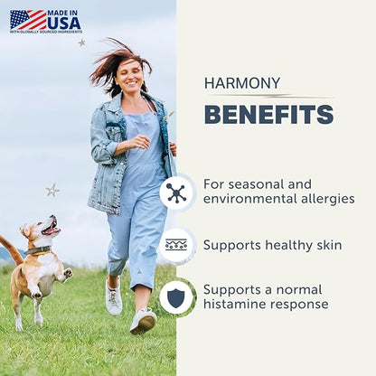 Harmony - Skin & Coat Supplement with Quercetin for Dogs - Balanced Histamine Support for Seasonal and Environmental Allergies - Veterinarian Formulated