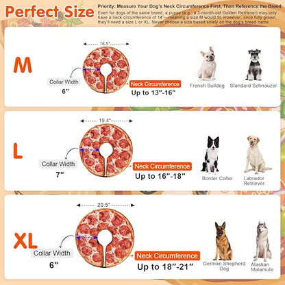 BEAUTYZOO Dog Cone Alternative After Surgery for Large Medium Small Dogs, Soft Inflatable Cone Collar for Dogs Cats, Pet Neck Donut E Collar Dog Recovery Collars to Stop Licking, Pizza, XL