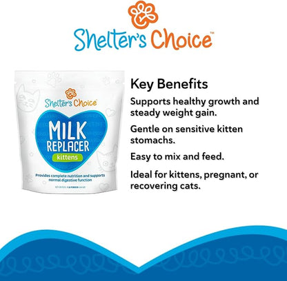 Revival Animal Health Shelter’s Choice Kitten Milk Replacer Powder, Complete and Balanced Milk Formula for Kittens and Adult Cats, Supports Healthy Growth and Digestion, 1 lb