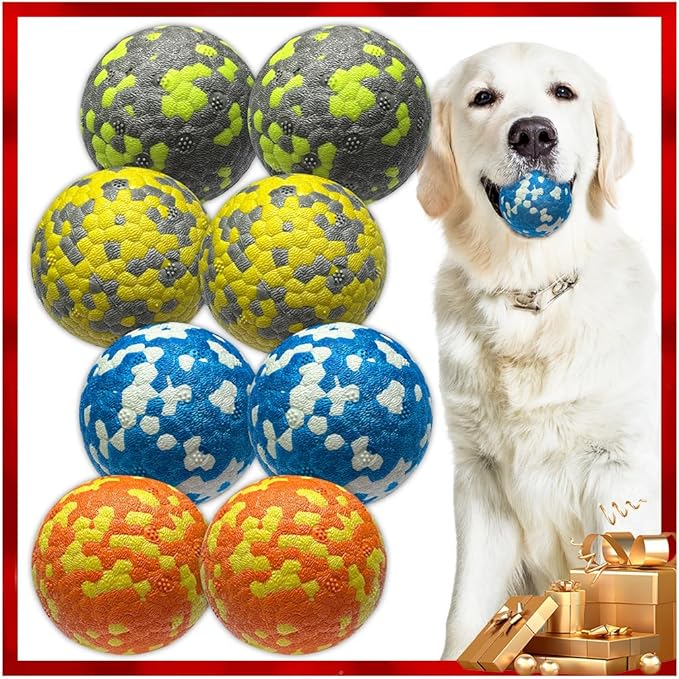 Mankoda 8Pcs Dog Balls - Aggressive Chewer Tennis Balls, 2.5'' Diameter Fetch Toys for Teething Dogs (Medium & Small)