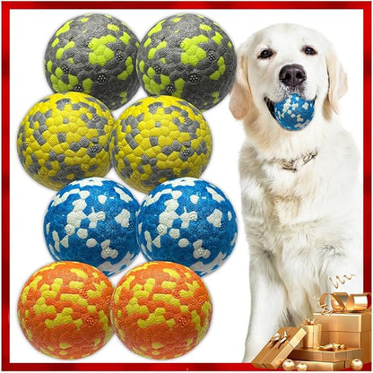 Mankoda 8Pcs Dog Balls - Aggressive Chewer Tennis Balls, 2.5'' Diameter Fetch Toys for Teething Dogs (Medium & Small)