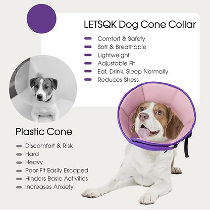 Dog Cone for Large Dogs After Surgery, Adjustable Soft Recovery Cone Collar for Dogs to Stop Licking, Professional Elizabethan Collar for Pet, Recovery Cones for Wound Healing & Hot Spots