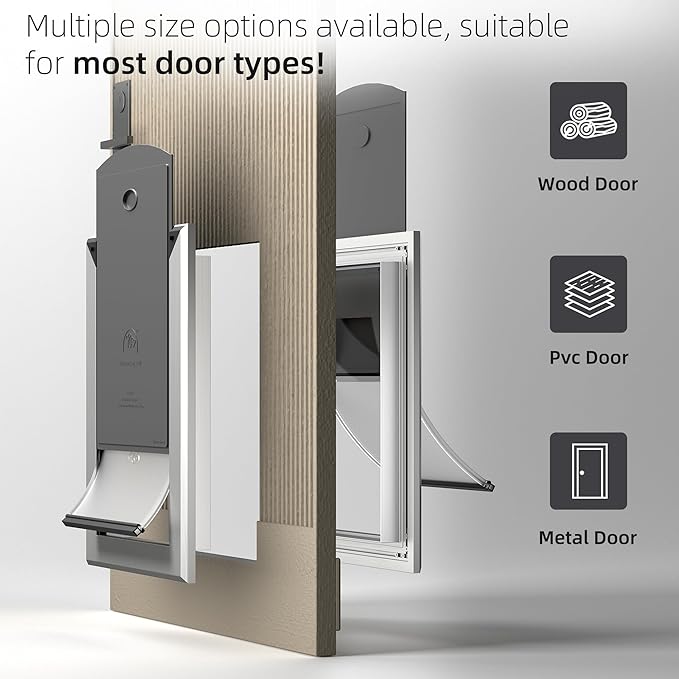 MAVRICFLEX Heavy Duty Doggy Door with Sliding Lock Panel, Energy Efficient Rugged Aluminum Large Dog Door, Easy Installation, Magnetic Double Flaps Dog Door for Large Dogs Up to 40lbs (Medium)
