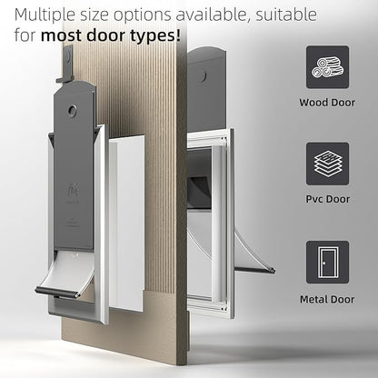MAVRICFLEX Heavy Duty Doggy Door with Sliding Lock Panel, Energy Efficient Rugged Aluminum Large Dog Door, Easy Installation, Magnetic Double Flaps Dog Door for Large Dogs Up to 40lbs (Medium)