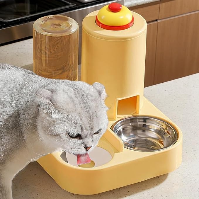 Feeding Bowl Set - Dog Water Dispenser, Detachable Food Bowl with Bell with Sturdy Construction, Animal Accessory Featuring Convenient Design, Wet and Dry Feeding Solution for Small Medium Pets
