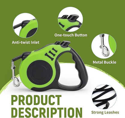 Retractable Dog Leash Automatic Telescopic Tractor Dog Tape, Pet Tape 10/16 FT Durable and Convenient, with Non-Slip Handle, Suitable for Small and Medium-Sized Dogs