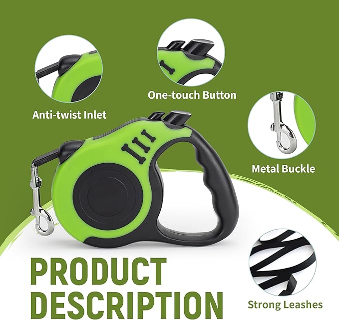 Retractable Dog Leash Automatic Telescopic Tractor Dog Tape, Pet Tape 10/16 FT Durable and Convenient, with Non-Slip Handle, Suitable for Small and Medium-Sized Dogs