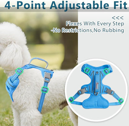BARKBAY Dog Harness No Pull with ID Tag Pocket - Heavy Duty, Reflective, Easy Control for Small Dogs(Blue,S)